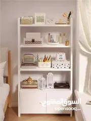  2 ستاند المكتبة مع خزانة سفلية متوفر بلون خشبي ولون ابيض  ستاند بتصميم عصري