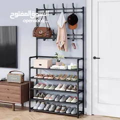  1 ستاند احذةة معدن ارفف قماش لتخزين الاحذية  متعدد الإستخدامات سهل التركيب متين