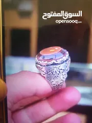  1 خواتم عيار 925 يمنيه شغل يدوي مع احجار كريمه عقيق يمني للبيع