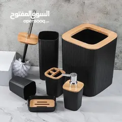  2 مجموعة إكسسوارات الحمام كاملة  تتضمن حامل فرشاة الأسنان، وكوب فرشاة الأسنان وموزع الصابون