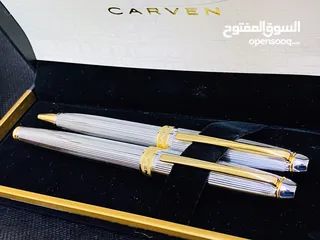  7 طقم أقلام كارڤين ألماني أصلي جديد لم يستعمل بالعلبة الأصلية اللون سيلڤر في جولد