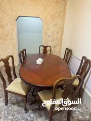  2 طاوله سفره مع 6 كراسي خشب زان وقشره بلوط