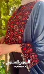  2 Dark Navy Abaya with Traditional Red Palestinian Embroidery - Free Size