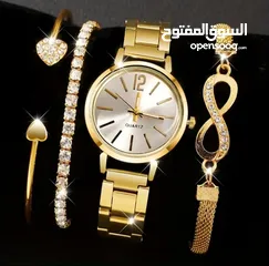  9 طقم اكوارتز نسائي ساعه وخاتم وسلسال واساور