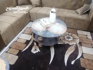  4 طقم كنب كورنر لون عسلي مع بفه استخدام عرسان شهرين فقط ما صار نصيب