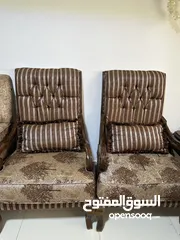  5 طقم كنب لون بني خشب ثقيل ومتين جدا