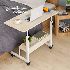  1 80 × 40 طاولة جانبية مكتب جانبي متحرك مع رفوف للكتب ومكتب للطلاب ارتفاع قابل للتعديل كمسند كمبيوتر