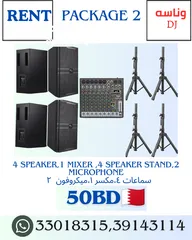  2 Sound system for rent in bahrain( Speakers,microphone,mixer,dj lights,fog machine and dj system )