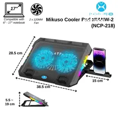  5 حافظ على سلامة لابتوبك مع قاعدة تبريد لابتوب مع إضاءة LED  مزدوج - USB - قابلة لتعديل الارتفاع
