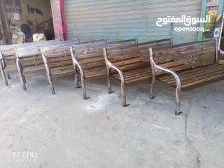  14 مقاعد حديقة ثلاثي فاخر حديد وخشب سويد مقاس متر ونص في 60 سم. خدمة التوصيل لجميع المحافظات