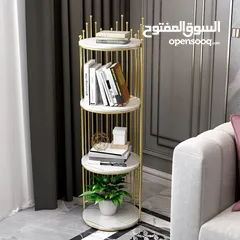  2 رف ملكي بخشب مطلي رخامي لمسة فخمة ملوكية لبيتك  تصميم فاخر من خشب مطلي رخامي ابيض  هيكل حديد ذهبي