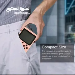  7 أتاري محمول بلون أحمر أنيق مع 400 لعبة كلاسيكية مدمجة، يد تحكم إضافية للّعب الثنائي.