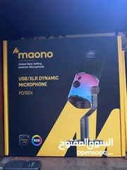  3 مايك Maono PD100X RGB الاحترافي من الفئة الاقتصادية يدعم تشغيل عن طريق usb c و XLR مستعمل يومين فقط