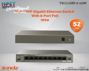  1 Tenda TEG1110PF-8-102W محول إيثرنت 9GE+1SFP مزود بـ 8 منافذ PoE