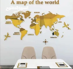 7 خريطة العالم بعده أحجام خشبي او اكرليك و ساعات نسر معدن بعده نماذج