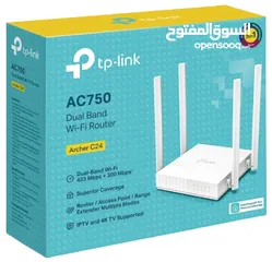  1 Dual-band Wi-Fi router tp-link archer c24 AC750 راوتر واي فاي تي بي لينك للانترنت 