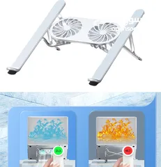  4 N3 Adjustable Aluminum Laptop Stand with Cooling Fan -Grey قاعدة لابتوب مع مروحة تبريد
