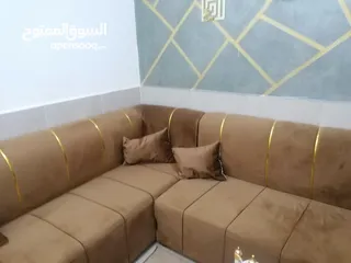  7 طقم كنب كورنر لون عسلي مع بفه استخدام عرسان شهرين فقط ما صار نصيب