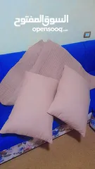  2 جديد مسبل تخت بوجهين  لتخت كبير مجوز لون بني مميز 3 قطع غطاء ووجهين مخدة بالإضافة لمخدات طبية عدد 2
