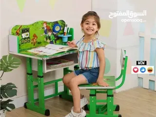  1 مكتب أطفال عملي ومميز مع كرسي ومقلمة