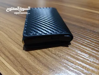  6 محافظ رجالي حجم صغير جلد صناعي وحافظة بطاقات لون اسود كاربون فايبر