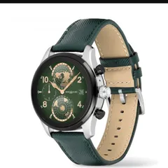  42 Luxury Digital Mont Blanc Smart Watch: Summit 3 Tri-Color Edition - Green Leather & Black Straps