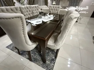  1 طاولة سفرة أمريكي مع 8 كراسي و بوفيه و كونسول - السعر نهائي
