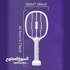  3 مضرب ناموس كهربائي مع قاعدة لقتل جميع أنواع الحشرات المزعجة.شبكة كهربائية من 3 طبقات.