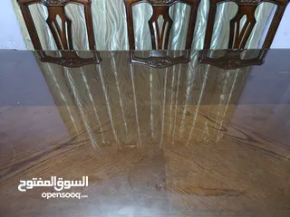  5 طاولة سفرة 8 كراسي خشب زان تقيل مع زجاج