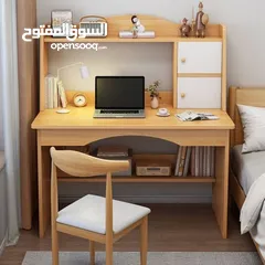  1 مكتب فخم مع رفوف وخزانتين جانبية   متوفر باللون الأبيض واللون الخشبي   بدون كرسي