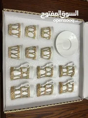 3 طقم كاسات شاي و قهوة سادة قش