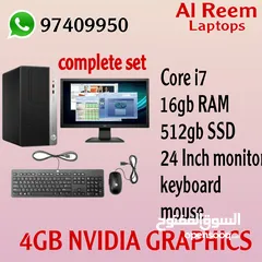  1 Hp Desktop Core i7 -16gb Ram 500gb ssd 4gb NVIDIA GRAPHICS