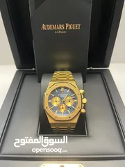  5 AP Royal Oak Chronograph – 41mm Yellow Gold Blue Tapisserie Dial  Full Package