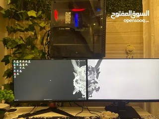  1 شاشتين pc gaming للبيع بسعر حرق بسعر شاشة بحالة الوكالة استخدام 3 اشهر