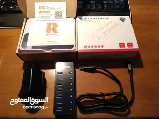  5 RSHTECH 7 PORT USB 3.0 HUB تحويلة الكل في واحد  دوكسيتشن -هب