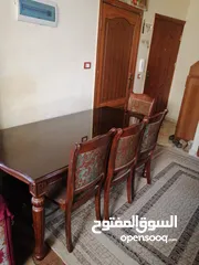  2 طاوله سفره مع زجاج مع 6مقاعدبحاله جيده