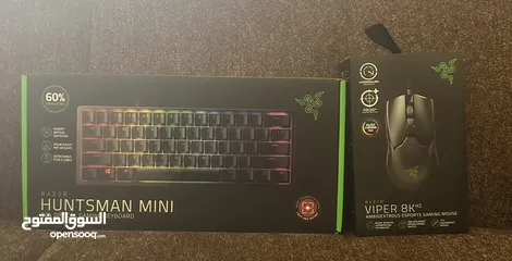  1 Razer viper 8k hz mouse and razer huntsman mini keyboard (جديد مش مفتوح)