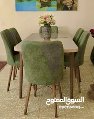  1 طاولة الطعام التركية ذات الجودة العالية ست كراسي و يمكن تغيير حجم الطاولة في حال كانت عندك عزومة