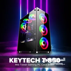  1 كيس كومبيوتر جيمنج فارغ مع 6 مراوح ملون TERMINATOR T-850 6X RGB FANS MID TOWER GAMING CASE