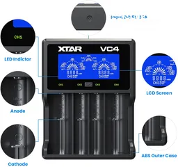  5 شاحن بطاريات رباعي ليثيوم 3.7 فولت 3.7V Battery Charger