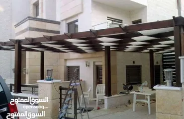  11 مظلات خشبيه واسوار خشبيه  للحدائق والمزارع و الترس