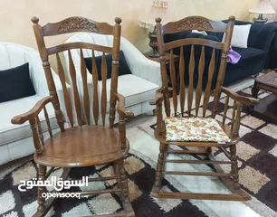  3 كراسي هزاز ( خشب زان بالكامل  ) الكراسي من دمياط اكبر حجم كبير