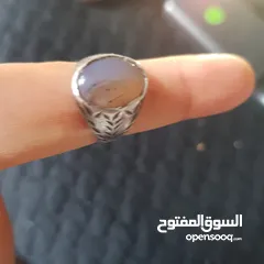  2 خاتم فضة به حجر كريم عقيق يماني اصلي