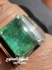  22 خاتم فضه  رجالي عيار 925 صياغه يدويه  بحجر الزمرد الكولومبي الطبيعي عالي الجوده جدا غير معالج