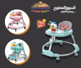  1 عرباية تعليم المشي المميزة من island toyًs مع اضاءة واصوات مختلفة والعاب مع هزاز ويد ومظلة