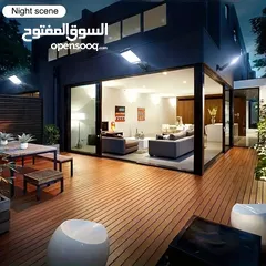  8 مصباح شارع شمسي خارجي بقوة 2200 واط مع جهاز تحكم عن بعد، يحتوي على مصابيح حائطية LED بمستشعر حركة،