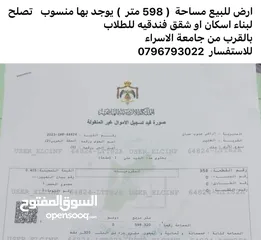  1 أرض للبيع قرب جامعة الإسراء