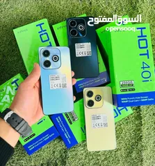  1 مستعمل وكالة هوت 40i كفاله الوكيل رام 8 و 16 جيجا 128 و 256  أغراضة والكرتونه الأصلية متوفر توصيل