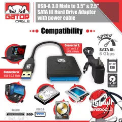  1 USB 3.0 to SATA III Hard Drive Adapter for 2.5" 3.5" HDD SSD with 12V 2A Power