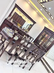  1 غرفه سفره مع كنب 9مقاعد خشب زااان